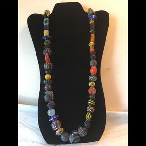 Multiple colored glass beaded necklace 17”